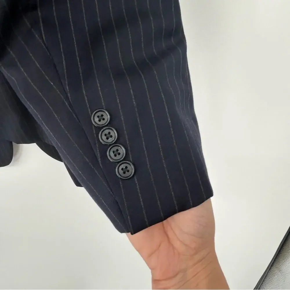 J.‎ CREW Navy Pinstripe Blazer Size 46R Business Casual 100% Wool